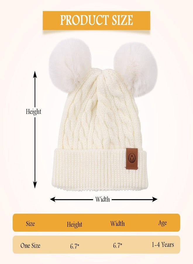 PESAAT Warm Toddler Girl Beanie Knit Winter Hats for Kids Twist Baby Boys Girls Hat 1-4 Years (White) - Image 5